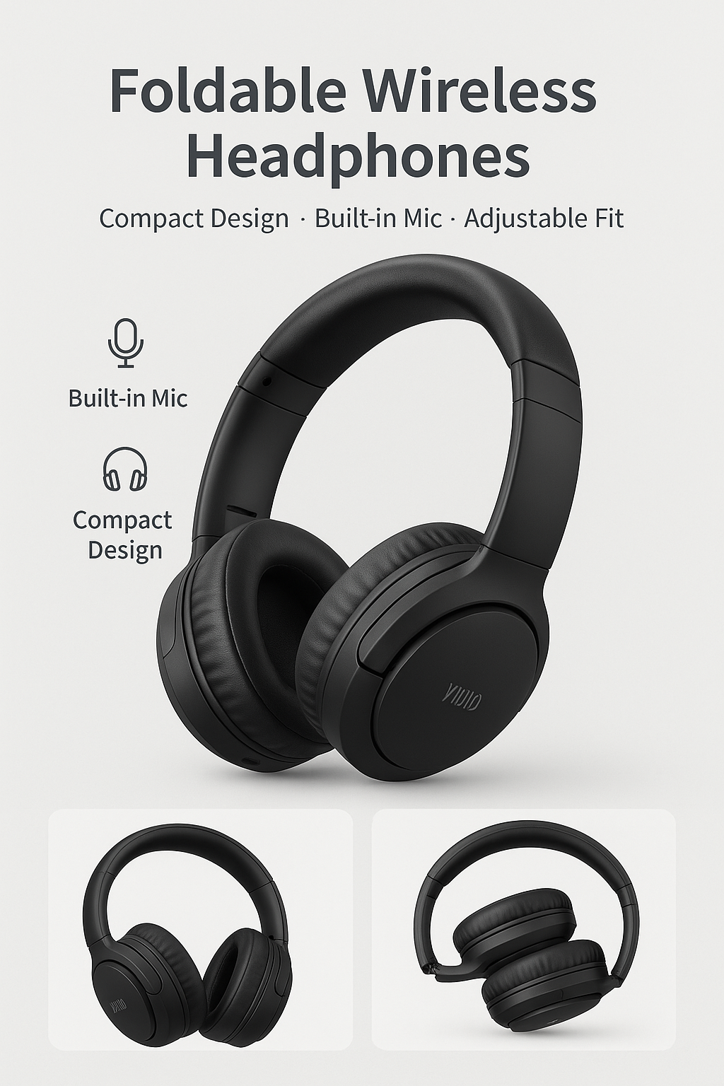 MILES Foldable Bluetooth Headphones with Deep Bass