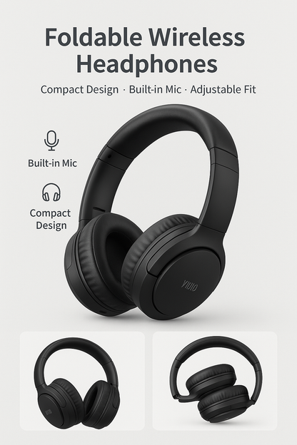 MILES Foldable Bluetooth Headphones with Deep Bass